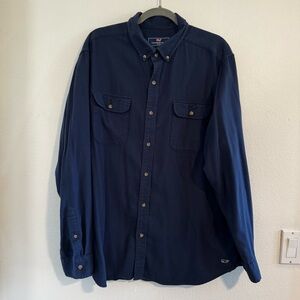 Vineyard Vines Navy Blue Button-Up Shirt Size XL